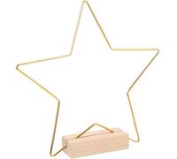 Veemoon Decorazione a Forma di Stella a Cinque Punte in Metallo Color Oro con Base in Legno per Centrotavola e Progetti Fai da Te, per Decorazioni Tavolo Matrimonio