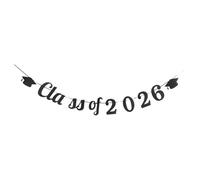Veemoon Decorazione per striscioni della classe del 2026, striscione glitterato nero per laureati, sfondo fotografico per, decorazione per feste di laurea, festa di laurea per studenti delle scuole