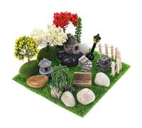 Veemoon Decorazioni Mini Giardino Fatato in Plastica Resistente Figurine Miniature per Giardino Magico con Pietre Recinzioni e Alberi Facili da Sistemare Display Duraturo