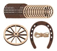 Veemoon Decorazioni per Feste Tema Western Ferro di Cavallo e Ruota di Carro in Ferro e Legno Set Centrotavola Facile da Posizionare per Compleanni Cowboy