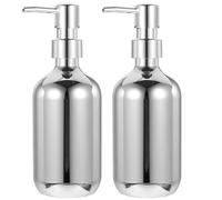 Veemoon Dispenser Bagno Doccia 2 Pezzi da 500ml in Pet Argento con Dosatore Shampoo e Oli Essenziali per Bagno e Doccia