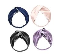 Veemoon Fasce per Chioma a Larga in Seta 4 Pezzi, Fascia Incrociata Elastica per Yoga e Lavaggio Viso, Accessori per Chioma da Donna Resistenti e Morbidi per Uso Quotidiano Colore Casuale