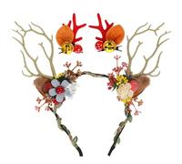 Veemoon Fascia per capelli con corna di renna e orecchie di cervo natalizio con corna di cervo, accessorio per capelli da fata, per feste a tema natalizio, cosplay, oggetti di scena fotografici