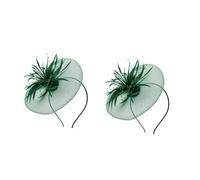 Veemoon Fascinator Elegante Con e Rete Per Feste - Matrimoni e Cocktail - Cappello Da Derby in Stile Vintage Per Donne Nero e Verde Scuro Accessorio Di Moda Per