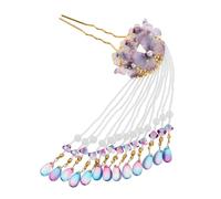 Veemoon forcina antica Pinna per di fiori forcine per cinesi Pettine per fiore viola Accessori per acconciatura elementi cinesi donne hanbok Lega di zinco