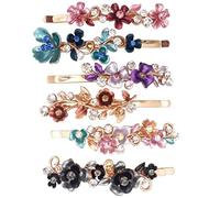 Veemoon Forcine Fermagli per Chioma da Donna e Ragazza a Forma di Fiore, Set 6 Pezzi Colorati Metallizzati, Accessori Decorativi Resistenti e Stabili per Acconciature Colore Casuale