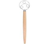 Veemoon Frusta per Farina a Tre Anelli Manico in Legno di Quercia Utensile da Cucina in Acciaio Resistente per Impasti di Pane e Dolci Mescolatore Durevole e Riutilizzabile