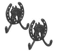 Veemoon Ganci Appendiabiti in Ghisa a Forma di Testa di Cavallo, Set da 2 Pezzi, Ganci Decorativi Rustici da Parete per Cappotti, Borse e Chiavi, Resistente alle Intemperie, per