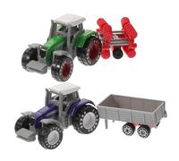 Veemoon Giocattolo Camion da Fattoria 2 Pezzi, Trattore a Inerzia in Plastica Colorata, Veicolo Educativo per Sviluppo Coordinazione e Immaginazione