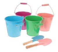 Veemoon Giocattolo Secchiello da Spiaggia per 6 Pezzi in Ferro Colorato con Pala, Secchiello Leggero con Manico Robusto per Giochi All’aperto e Sabbia, Regalo per Asilo e Colore Casuale