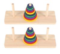 Veemoon Gioco da Tavolo Rompicapo Torre di Hanoi in Legno Colorato 2 Pezzi, Puzzle del Cervello Intelligente per Dai 6 Anni, Materiale Sicuro e Superficie Liscia per Sviluppo Creativo