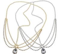 Veemoon Gioielli Per La Testa Da Sposa Catena Di Cristallo, Set Da 2 Pezzi Oro e Argento, Copricapo Da Fronte Per Donne e Ragazze, Accessori Per Chioma Per Matrimoni e Feste