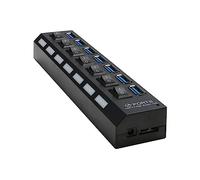 Veemoon Hub Usb Splitter Per Laptop Hub Usb 30 A 7 Porte Con Adattatore Usb Indicatore Led Nero Compatibile Con Usb 20/11