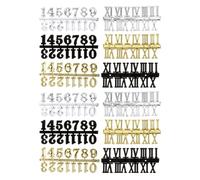 Veemoon Kit da 12 Pezzi per Orologio da Parete Fai da Te Numeri Arabi e Romani in Nero, Oro e Argento, Parti di Ricambio per Quadranti Digitali, Accessori Artigianali per Riparazione