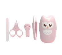 Veemoon Kit la Cura delle Unghie per Ragazzo Ragazza Forbicine Sicure, Limetta in Vetro e Pinzetta in Acciaio Inossidabile, Leggero e Facile da Impugnare, Colore Rosa