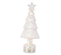 Veemoon Lampada da Tavolo Albero di Natale Iridescente con LED Glitter Luci Notturne Batteria per Decorazioni Festa di Compleanno Capodanno e Camera Ragazzo Ragazza Centro Tavola Natalizio