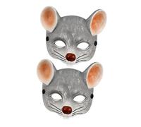 Veemoon Maschere Cosplay da Topo in Schiuma Pu 3d Effetto Realistico, Set 2 Pezzi Maschere di Ratto Grigio Cicatrice, Leggere e Resistenti per Adulti, Accessori per Carnevale, Halloween