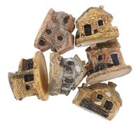 Veemoon Micro Cottage in Resina Set 6 Pezzi Tetto Giallo, Statuette di Casa per Micro Paesaggio e Decorazioni Miniature per Giardino delle Fate, Arredamento Compatto per Interni ed