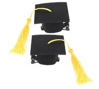 Veemoon Mini Fermagli per Chioma a Forma di Cappello da Dottore Nappa Gialla, 2 Pezzi, Decorazioni per Feste di Laurea e Cerimonie, Accessori Chioma per Festeggiamenti Accademici