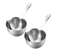 Veemoon Mini Pentola in Acciaio Inox 125 Ml con Beccuccio Versatore Set 2 Pezzi per Riscaldare Olio e Burro Casseruola Piccola per Cucina Domestica e Preparazioni Delicate