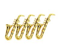 Veemoon Mini Sassofono in Plastica 4 Pezzi, Strumenti Musicali in Miniatura per Decorazioni Micro-paesaggio e Case delle Bambole, Ornamenti da Tavolo Leggeri e Realistici per Amanti