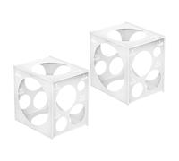 Veemoon Misuratore per Palloncini 2 Pezzi Cubo 11 Fori di Diverse Dimensioni, Scatola Righello Sferico in Materiale Resistente per Decorazioni Compleanno e Matrimonio
