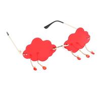 Veemoon Occhiali da Sole senza Montatura a Forma di Nuvola con Frange Rosse | Stile Chic e Affascinante, Montatura in Plastica e Metallo, per Feste e Halloween, Uso Estivo