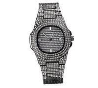 Veemoon Orologio zircone di strass Cinghie parlando guarda per gli uomini etichetta gli uomini guardano orologi da uomo moda orologi di strass orologi di da uomo Black