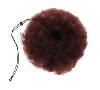 Veemoon Parrucca Afro Riccia Corta Marrone con Chignon Riccio Parrucca Sintetica Soffice per Donna Accessorio Divertente per Feste Halloween e Cosplay
