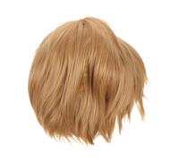 Veemoon Parrucca Sintetica Corta Uomo Capelli Soffici e Voluminosi Fibra Resistente al Calore per Halloween Cosplay e Uso Quotidiano Colore Dorato