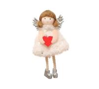Veemoon Pendente Decorativo Angioletto in Peluche Forma di Cuore Beige Addobbo da Appendere Idea Regalo per Famiglia e Amici