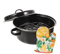 Veemoon Pentola Smaltata per Arrostire Patate Dolci Coperchio, Resistente Alte Temperature, Facile da Pulire, per Campeggio e Cucina Domestica Stili multipli