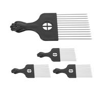 Veemoon Pettine Afro in Acciaio Inossidabile 4 Pezzi per Chioma Ricci e Spessi Pettine a Denti Larghi Coda Punta per Styling Preciso Strumento Professionale per Parrucchieri e Uso