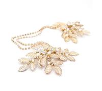 Veemoon Pettine Da Sposa Dorato Con Catena Elegante - Accessorio Per Raffinato Per Matrimoni e Occasioni Speciali - Materiale Metallico Di Alta Qualità Design Sofisticato in Oro