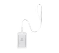 Veemoon Porta Badge Collo Bianco con Cordino in Trasparente Custodia Protettiva per Identità Porta Documenti Orizzontale per Scuola e Lavoro