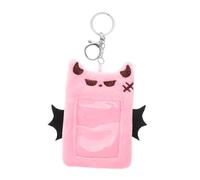 Veemoon Porta carte con del diavolo cartone animato porta carte kpop ID custodia fotografica protezione per porta carte di credito custodia per carte Peluche rosa