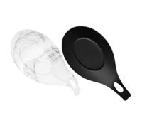 Veemoon Porta Cucchiaio in Silicone 2 Pezzi Nero e Marmo, Poggiamestolo Resistente al Calore per Cucina e Tavola, Poggia Utensili Multifunzionale per Cucchiai, Forchette e Bacchette,