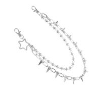 Veemoon Punk Rivet Multi-layer Metal Waist Chain for Jeans Fashionable Accessory for Men and Women