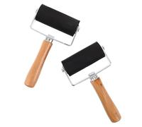 Veemoon Rullo per Stampa in Gomma 7 Cm con Manico in Legno 2 Pezzi, Utensile a Rullo per Arti e Mestieri, Strumento per Inchiostrazione Artigianale con Impugnatura Antiscivolo per