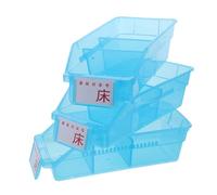 Veemoon Scatola Porta Pillole Farmacia da 3 Pezzi con Divisori, Contenitore Portaoggetti Plastica Blu 30x13,5 Cm con Apertura Frontale Impilabile, Organizzatore Medicinali Compatto