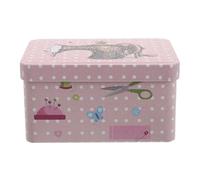 Veemoon Scatola Portaoggetti per Cucito in Metallo con Coperchio Incernierato, Organizer Compatto Rettangolare 12,5x9x6,5 Cm, Scatola di Latta da Cucito Resistente per Accessori e Filo,