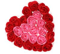 Veemoon Scatola Regalo Fiori di Sapone Profumati 24 Pezzi Fiore di Sapone Artificiale Petali Rosa e Rossi Set Decorativo per Bagno e Regalo Festa della Mamma San Natale Anniversari