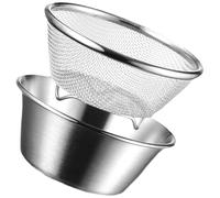 Veemoon Scolapasta e Ciotola per Lavare Riso e Verdure in Acciaio Inox 304 Maglia Fine, Set 2 Pezzi per Uso Domestico e Preparazione Cibo