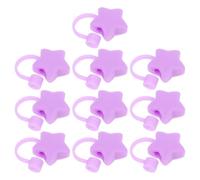 Veemoon Set 10 Pezzi Coperture in Silicone Riutilizzabili per Cannucce 6-8 Mm, Tappi Antipolvere a Stella Viola, Protezione Igienica per Bevande Fredde e Uso in Viaggio