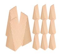 Veemoon Set 12 Pezzi Fermaporta Triangolari in Legno Naturale Non Trattato 8X3X2 CM Superficie Scanalata Antiscivolo Cunei per Porte e Mobili Supporto Stabile per Pavimenti Lisci e
