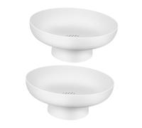 Veemoon Set 2 Pezzi Ciotole Portafrutta Rialzate Bianche Piedistallo, Piatti Decorativi per Snack e Antipasti, Espositore da Cucina Multifunzione per Casa e Festa