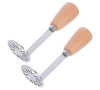 Veemoon Set 2 Pezzi Schiacciapatate Manuale in Acciaio con Manico in Legno Utensile da Cucina per Schiacciare Patate e Verdure Piccolo Schiacciafrutta con Design Antiscivolo per Uso