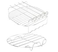 Veemoon Set 2 Pezzi Supporto per Barbecue in Acciaio Inossidabile Spesso e Resistente, Doppio Strato Versatile per Griglia e Cottura al Vapore, Facile da Pulire