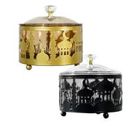 Veemoon Set 2 Scatole di Caramelle Mediorientali in Ferro e Plastica Contenitori Decorativi per Bomboniere e Feste Colori Oro e Nero Design Elegante per Arredamento Casa e Regalo