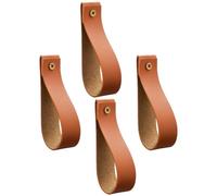 Veemoon Set 4 Cinghie in Pu per Aste Tende da Parete, Ganci Fermatende Boho per Bagno Cucina Camera, Supporti Salvaspazio Design Bohémien e Installazione Facile